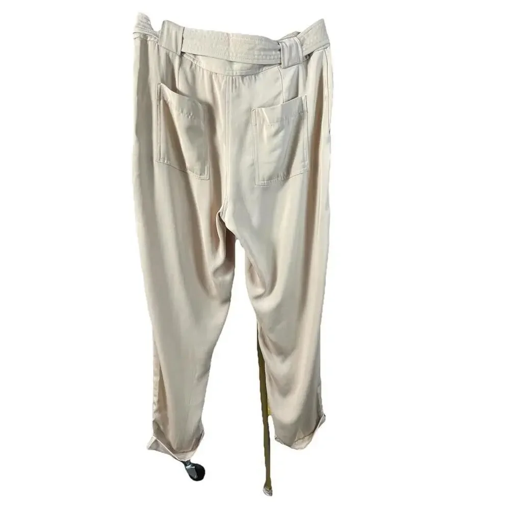 MICHAEL KORS Basics Womens Khaki Cuffed Pants W/Belt Sz S Relaxed